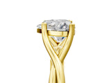 Yellow gold Heart Cut Diamond Solitaire Twist Band Prong Setting Ring_71