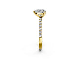 Yellow gold Heart Cut Diamond Solitaire with Pave Band and Four-Prong Setting 2