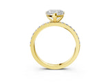 Yellow gold Heart Cut Diamond Solitaire with Pave Band and Four-Prong Setting 3