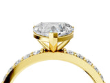 Yellow gold Heart Cut Diamond Solitaire with Pave Band and Four-Prong Setting 4