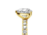 Yellow gold Heart Cut Diamond Solitaire with Pave Band and Four-Prong Setting 5