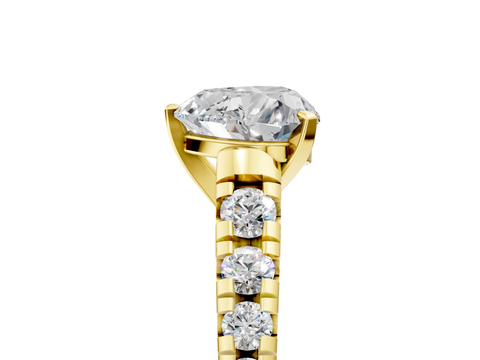 Yellow gold Heart Cut Diamond Solitaire with Pave Band and Four-Prong Setting_131