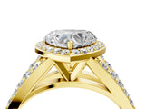 Yellow gold Heart Cut Diamond Split Shank Halo Ring with Four-Prong Setting_72