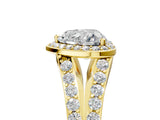 Yellow gold Heart Cut Diamond Split Shank Halo Ring with Four-Prong Setting_73