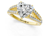 Yellow gold Heart Cut Diamond Split Shank Pavé Engagement Ring with Four-Prong Setting_107