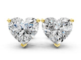 10K Yellow Gold 1.02 Carat E-F VVS-VS Heart Diamond Stud Earrings