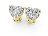 10K Yellow Gold 1.02 Carat E-F VVS-VS Heart Diamond Stud Earrings