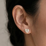 10K Yellow Gold 1.02 Carat E-F VVS-VS Heart Diamond Stud Earrings