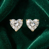 Yellow gold Heart Cut Diamond Stud Earrings_423