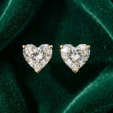 10K Yellow Gold 1.02 Carat E-F VVS-VS Heart Diamond Stud Earrings