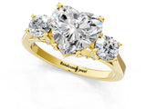 Yellow gold Heart Cut Diamond Three-Stone Engagement Ring with Prong Setting and Pavé Band_4