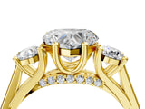 Yellow gold Heart Cut Diamond Three-Stone Engagement Ring with Prong Setting and Pavé Band_7