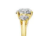 Yellow gold Heart Cut Diamond Three-Stone Engagement Ring with Prong Setting and Pavé Band_8