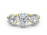 Yellow gold Heart Cut Diamond Three-Stone Ring with Prong Setting and Classic Band_157