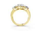 Yellow gold Heart Cut Diamond Three-Stone Ring with Prong Setting and Classic Band_160