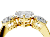 Yellow gold Heart Cut Diamond Three-Stone Ring with Prong Setting and Classic Band_161