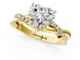 Yellow gold Heart Cut Diamond Twist Band Solitaire with Prong Setting_84