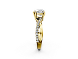 Yellow gold Heart Cut Diamond Twist Band Solitaire with Prong Setting_85
