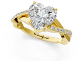 Yellow gold Heart Cut Diamond Twisted Band Engagement Ring with Prong Setting_16