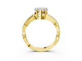 Yellow gold Heart Cut Diamond Twisted Band Engagement Ring with Prong Setting_18