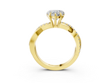 Yellow gold Heart Cut Diamond Twisted Band with Pavé Setting and Four-Prong Setting_35