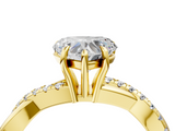 Yellow gold Heart Cut Diamond Twisted Band with Pavé Setting and Four-Prong Setting_36