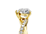 Yellow gold Heart Cut Diamond Twisted Band with Pavé Setting and Four-Prong Setting_37