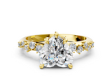 Yellow gold Heart Cut Diamond Vine Band with Four-Prong Setting_58