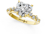 Yellow gold Heart Cut Diamond Vine Band with Four-Prong Setting_59