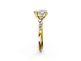 Yellow gold Heart Cut Diamond Vine Band with Four-Prong Setting_60