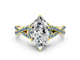 Yellow gold Heart Cut Diamond with Aquamarine side stone Halo Twist Band Solitaire Prong Setting Ring_36
