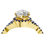 Yellow gold Heart Cut Diamond with Blue Sapphire side stone Halo Twist Band Solitaire Prong Setting Ring_40