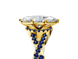 Yellow gold Heart Cut Diamond with Blue Sapphire side stone Halo Twist Band Solitaire Prong Setting Ring_41