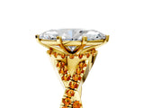 Yellow gold Heart Cut Diamond with Citrine side stone Halo Twist Band Solitaire Prong Setting Ring_17