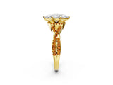 Yellow gold Heart Cut Diamond with Citrine side stone Halo Twist Band Solitaire Prong Setting Ring_26