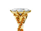 Yellow gold Heart Cut Diamond with Citrine side stone Halo Twist Band Solitaire Prong Setting Ring_29