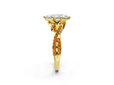 Yellow gold Heart Cut Diamond with Citrine side stone Halo Twist Band Solitaire Prong Setting Ring_44