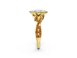 Yellow gold Heart Cut Diamond with Citrine side stone Halo Twist Band Solitaire Prong Setting Ring_50