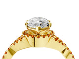 Yellow gold Heart Cut Diamond with Citrine side stone Halo Twist Band Solitaire Prong Setting Ring_52