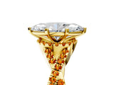 Yellow gold Heart Cut Diamond with Citrine side stone Halo Twist Band Solitaire Prong Setting Ring_53