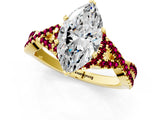 Yellow gold Heart Cut Diamond with Garnet side stone Halo Twist Band Solitaire Prong Setting Ring_37