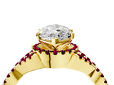 Yellow gold Heart Cut Diamond with Garnet side stone Halo Twist Band Solitaire Prong Setting Ring_40