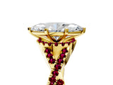 Yellow gold Heart Cut Diamond with Garnet side stone Halo Twist Band Solitaire Prong Setting Ring_41