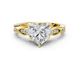 Yellow gold Heart Cut Diamond with Milgrain Marquise and Bezel Accents on a Solitaire Band with Prong Setting_211
