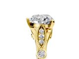 Yellow gold Heart Cut Diamond with Milgrain Marquise and Bezel Accents on a Solitaire Band with Prong Setting_216