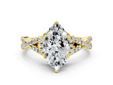 Yellow gold Heart Cut Diamond with Moissanite side stone Halo Twist Band Solitaire Prong Setting Ring_24