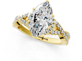 Yellow gold Heart Cut Diamond with Moissanite side stone Halo Twist Band Solitaire Prong Setting Ring_25
