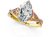 Yellow gold Heart Cut Diamond with Morganite side stone Halo Twist Band Solitaire Prong Setting Ring_13
