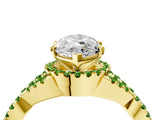 Yellow gold Heart Cut Diamond with Peridot side stone Halo Twist Band Solitaire Prong Setting Ring_40