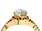 Yellow gold Heart Cut Diamond with Ruby side stone Halo Twist Band Solitaire Prong Setting Ring_16